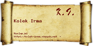Kolek Irma névjegykártya