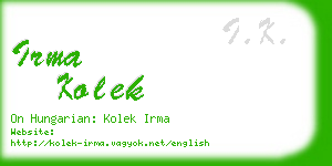 irma kolek business card